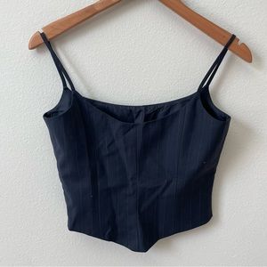 Vintage Hugo Buscati Collection Virgin Wool Pinstripe Top Side Zip Size 2